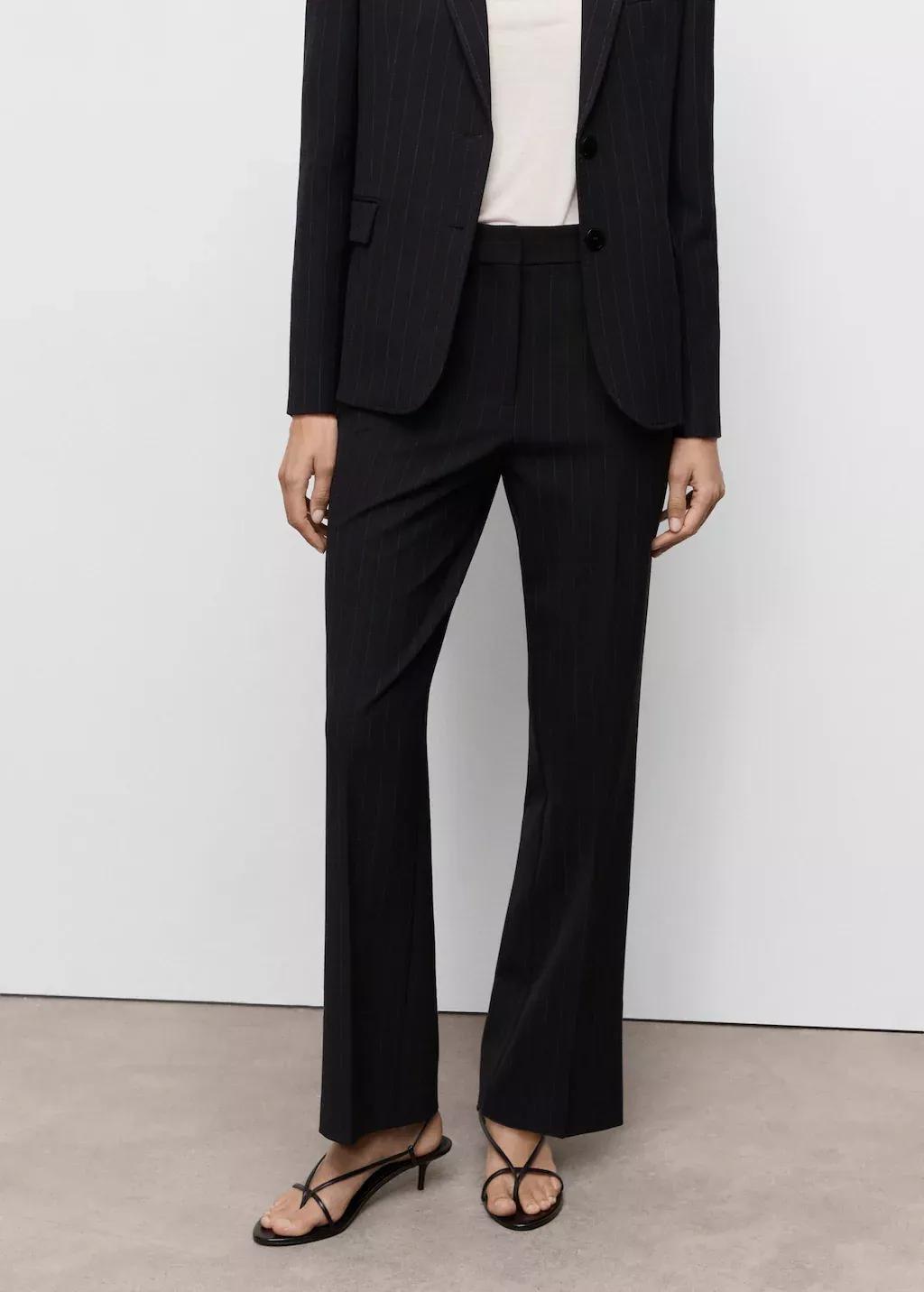Navy Straight-Fit Suit Trousers, , large image number 0