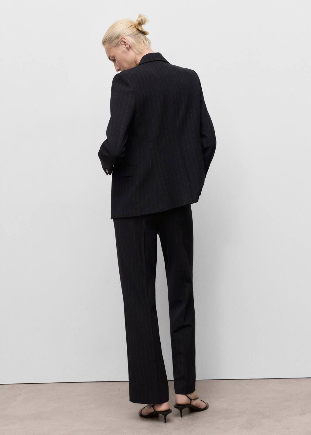 Navy Straight-Fit Suit Trousers, , large image number 8