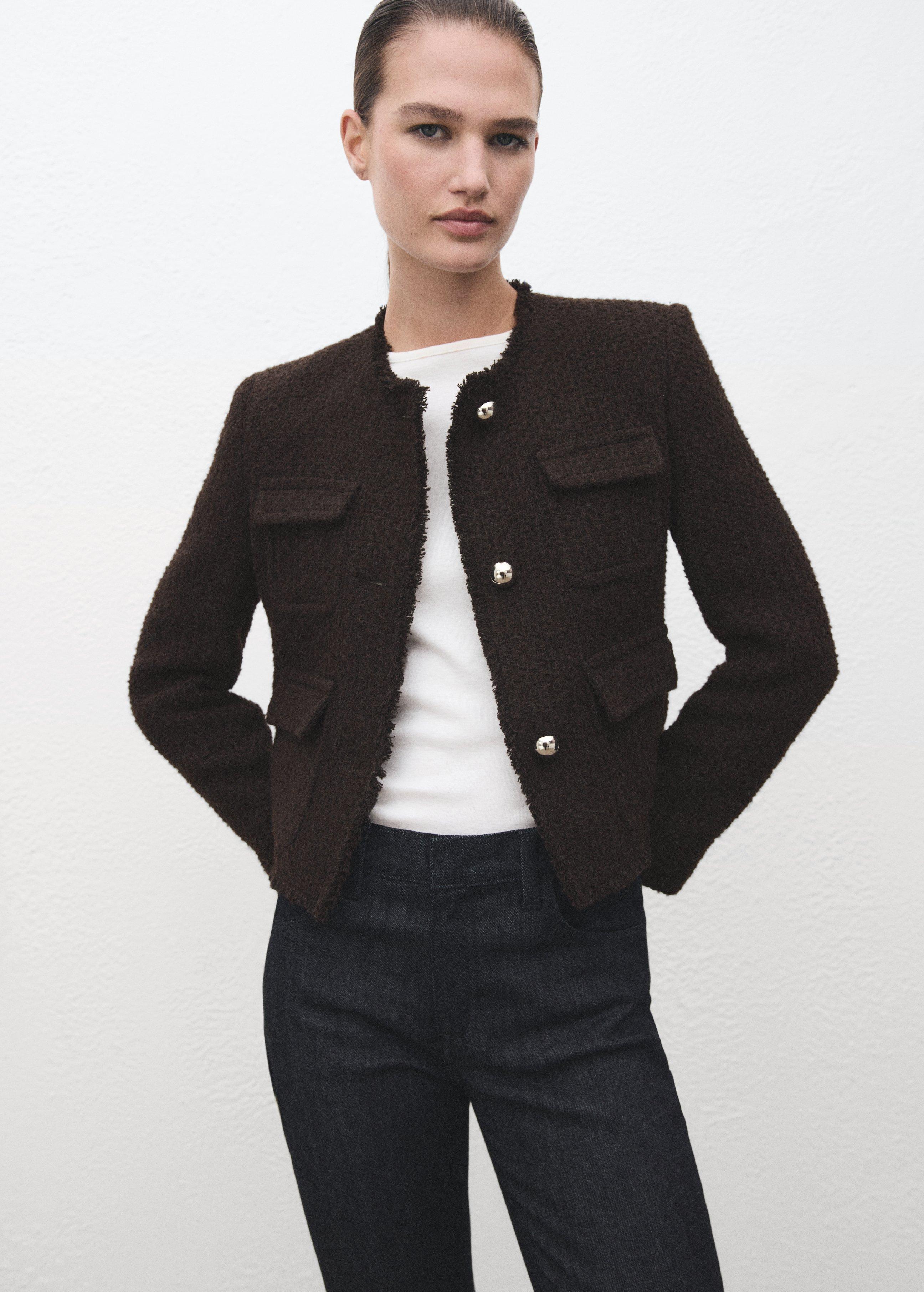 Brown Tweed Jacket With Frayed Ends, 0201_30, medium
