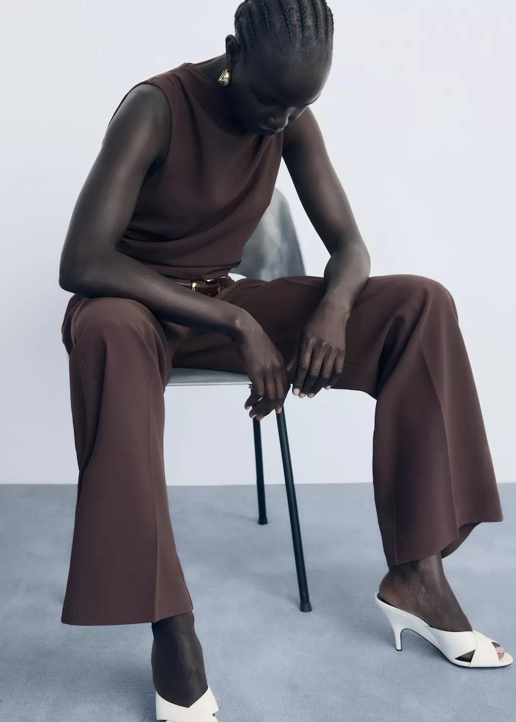 Brown Cowl Neck Belted Jumpsuit, , large image number 5