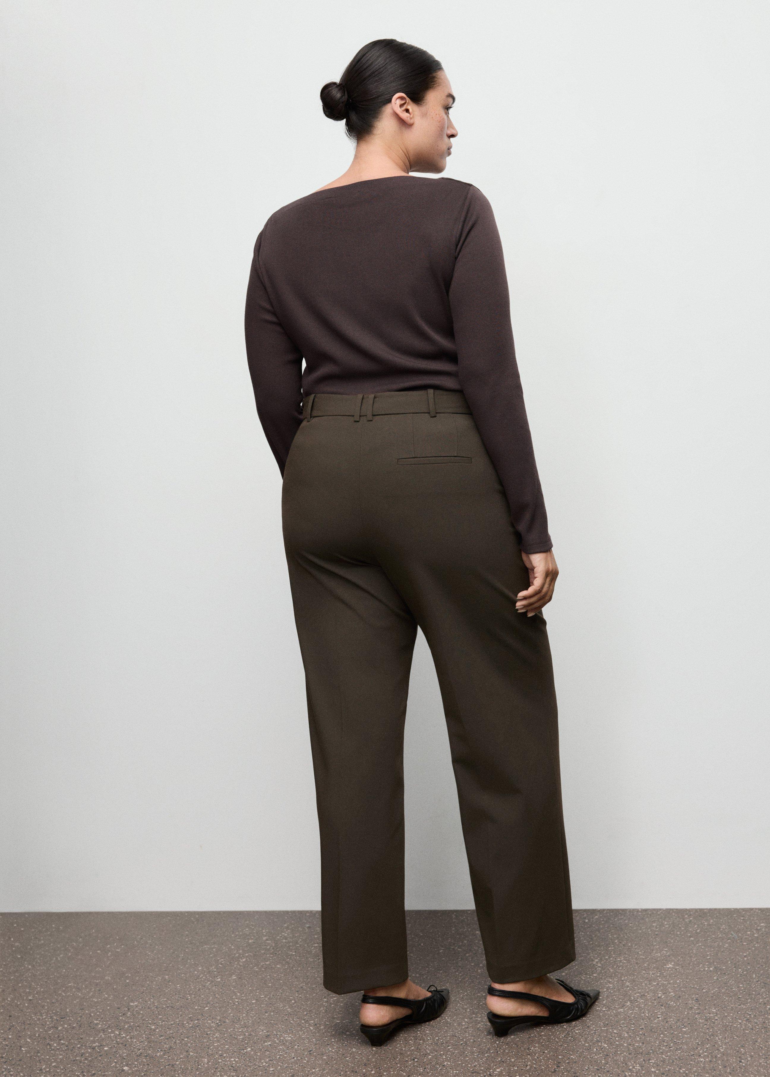 Khaki Mid-Rise Cropped Straight-Leg Trousers, 0201_37, large image number 8