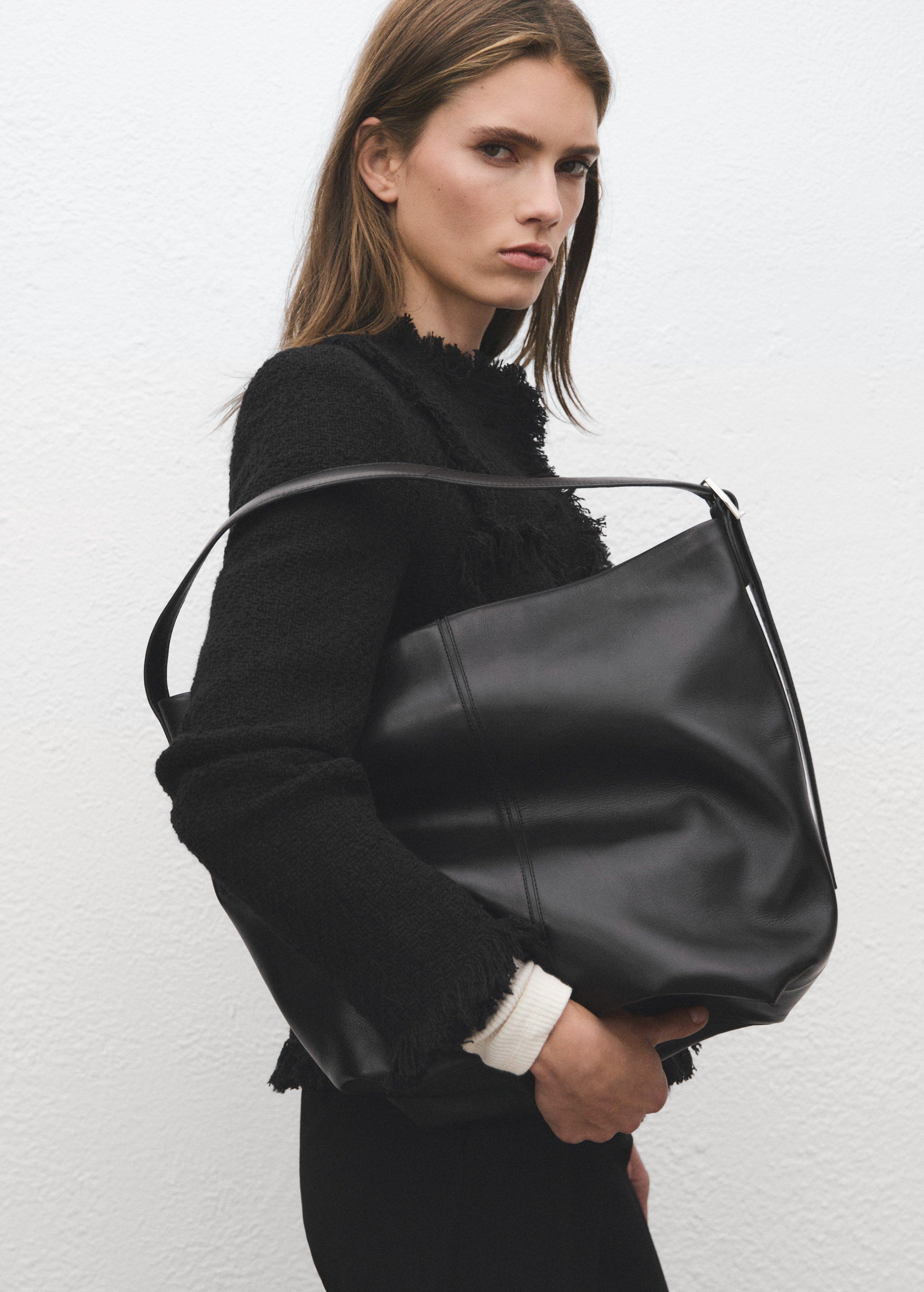 Black Tweed Jacket With Frayed Ends, Black, large image number 1