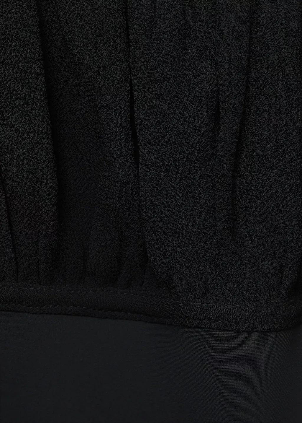 Black Short Dress With Ruched Neckline, Black, large image number 4