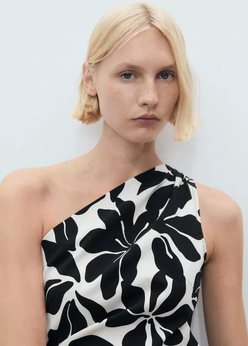 BLACK Short asymmetrical dress, , large image number 1