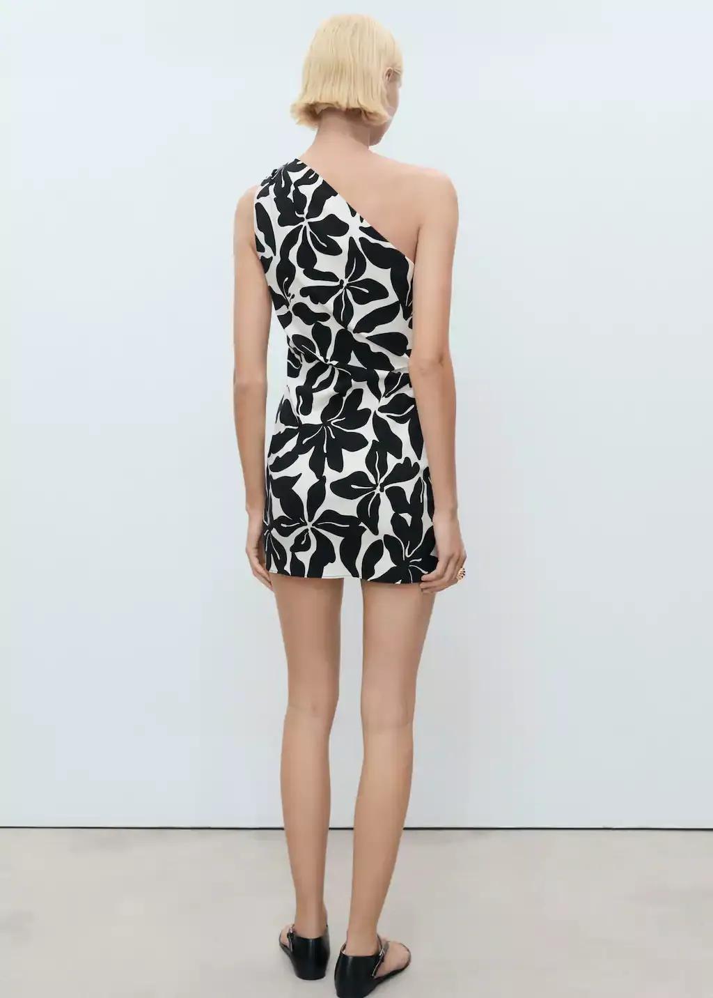 Black Asymmetric Mini Dress, , large image number 4