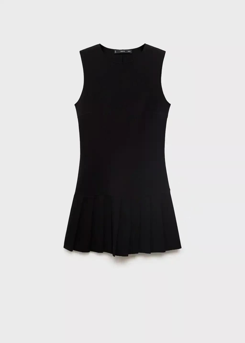 Black Pleated Short Dress, 0201_99, large image number 3