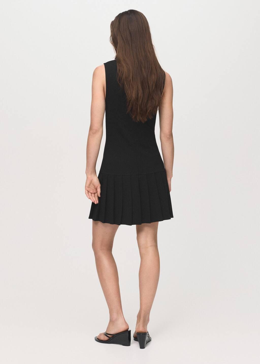 Black Pleated Short Dress, 0201_99, large image number 5
