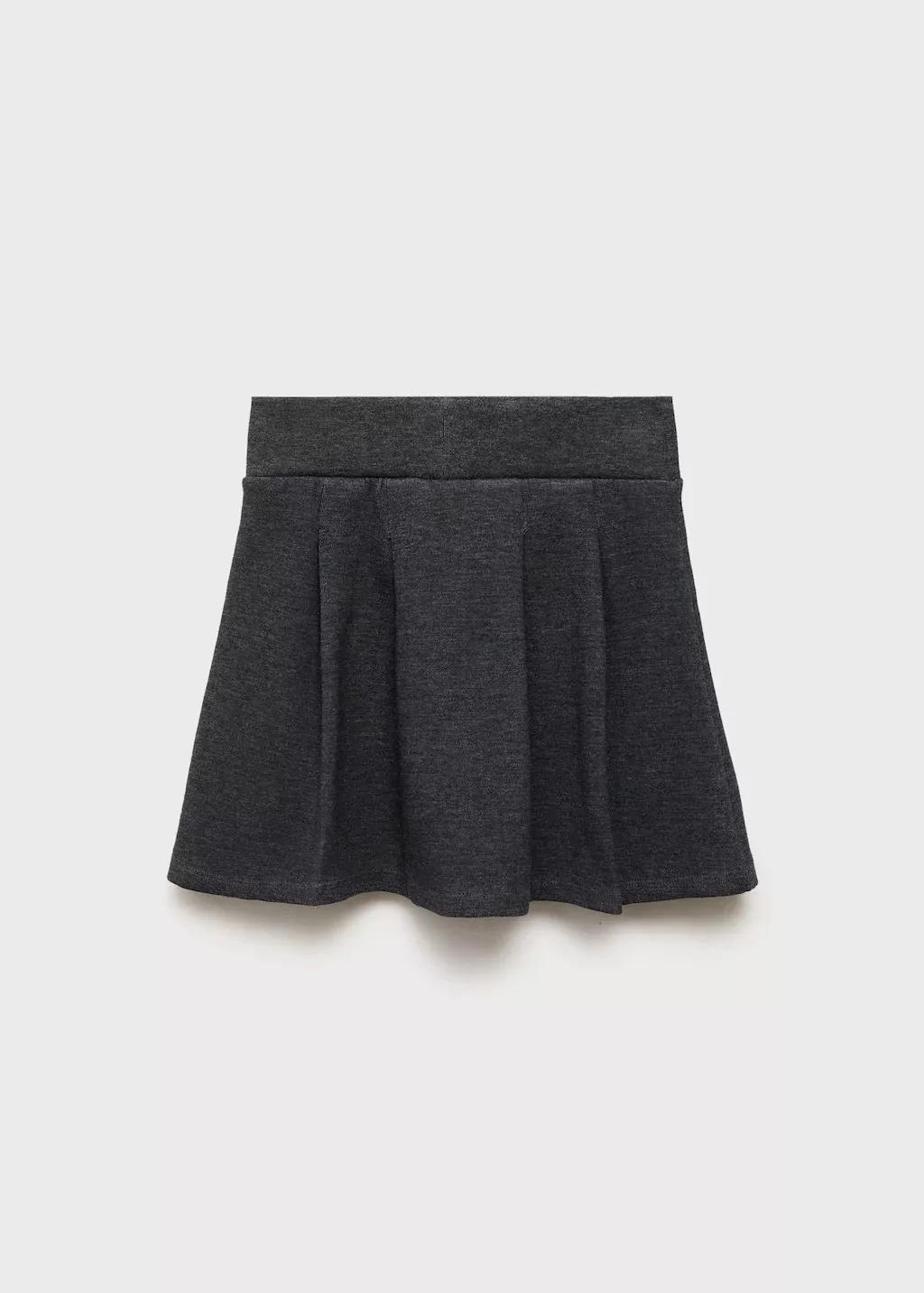 Grey Short Cotton Skirt, Kids Girl, , medium