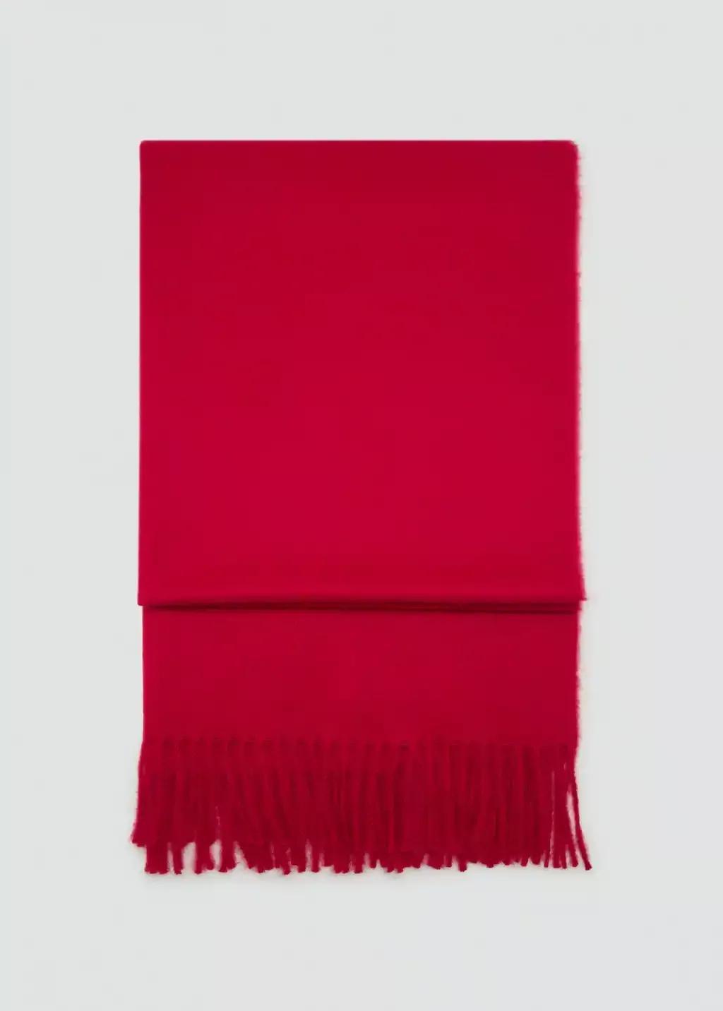 Red Fringed Edge Scarf, Red, large image number 1