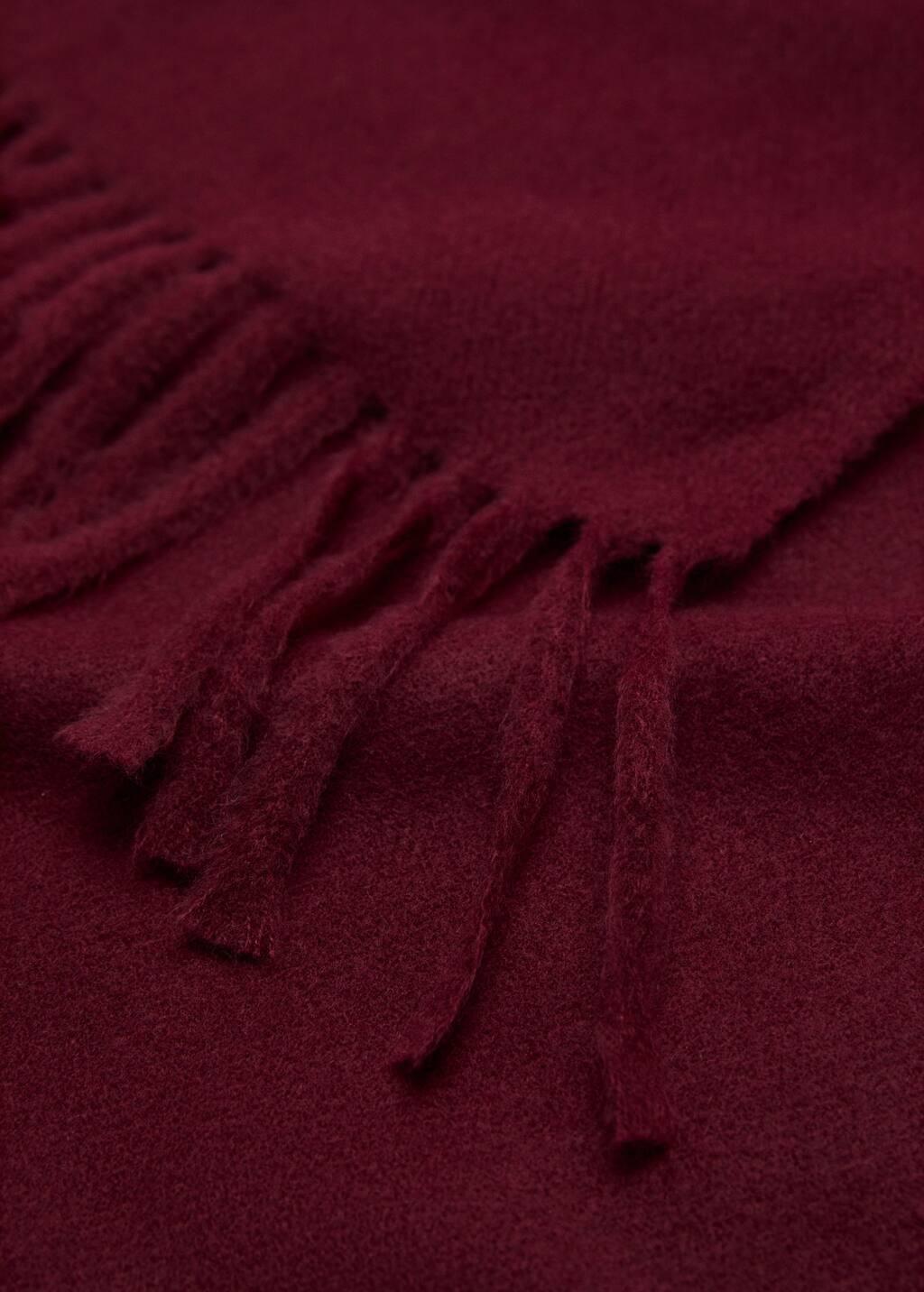 Red Fringed-Edge Scarf, Dark Red, large image number 0