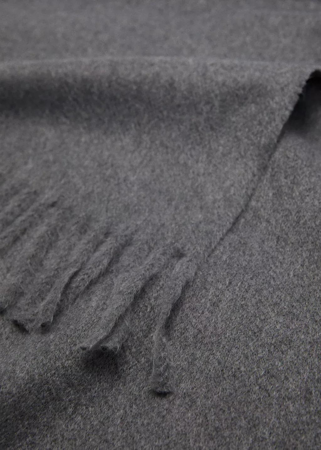 Grey Fringed Edge Scarf, Dark Grey, large image number 0