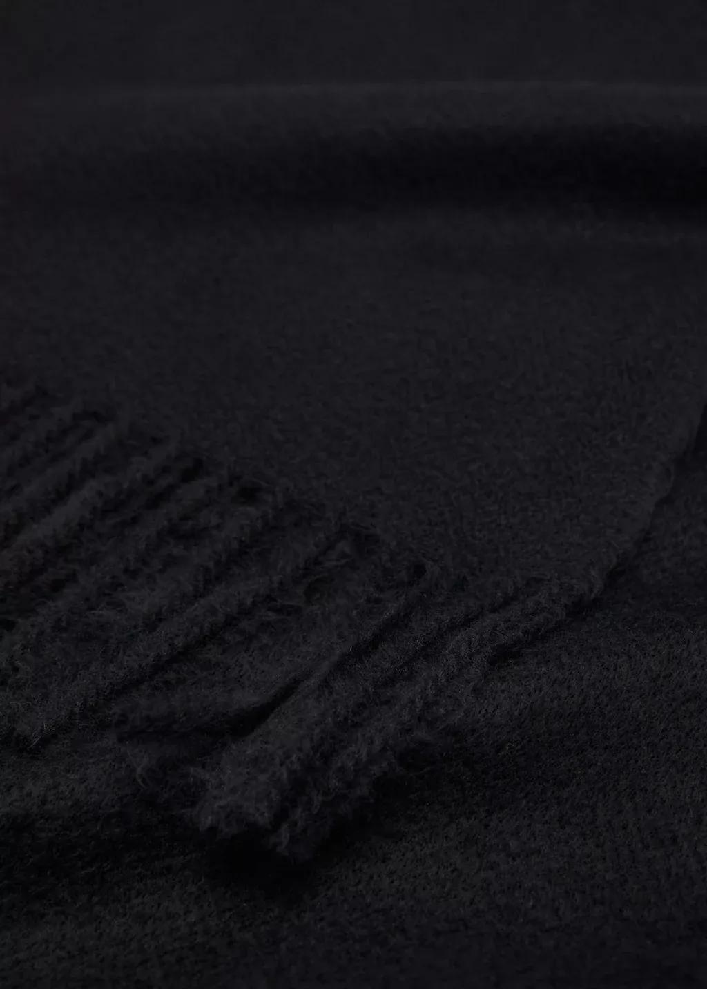 Black Fringed Edge Scarf, Black, large image number 0