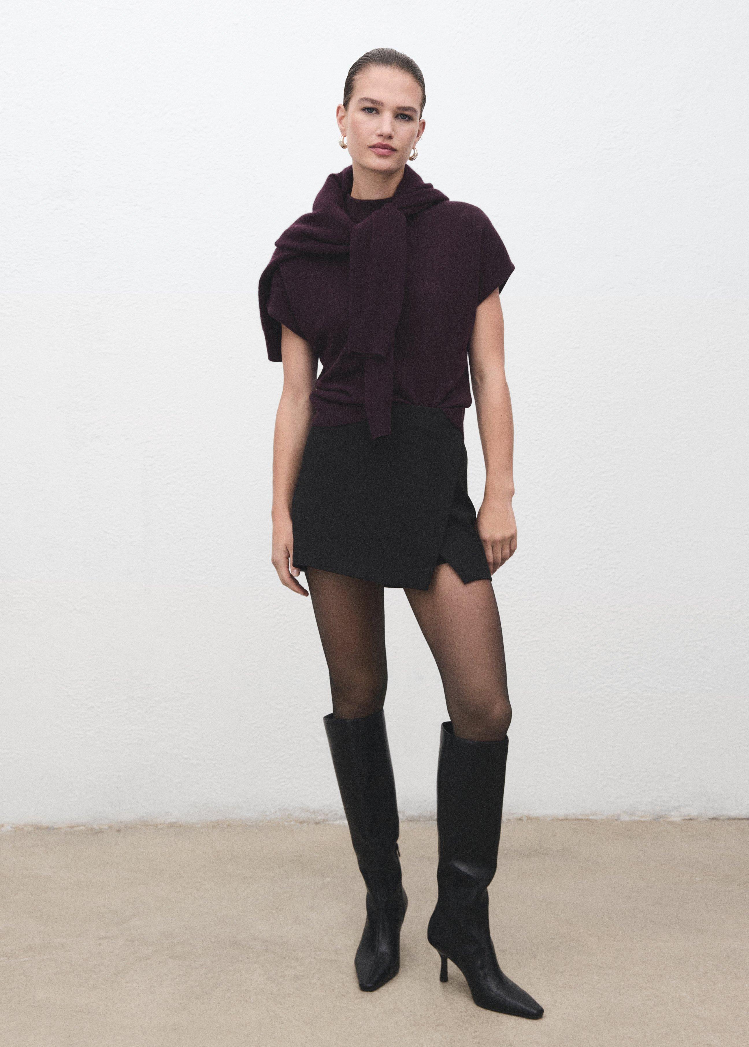 Black Wrapped Skort, Black, large image number 0