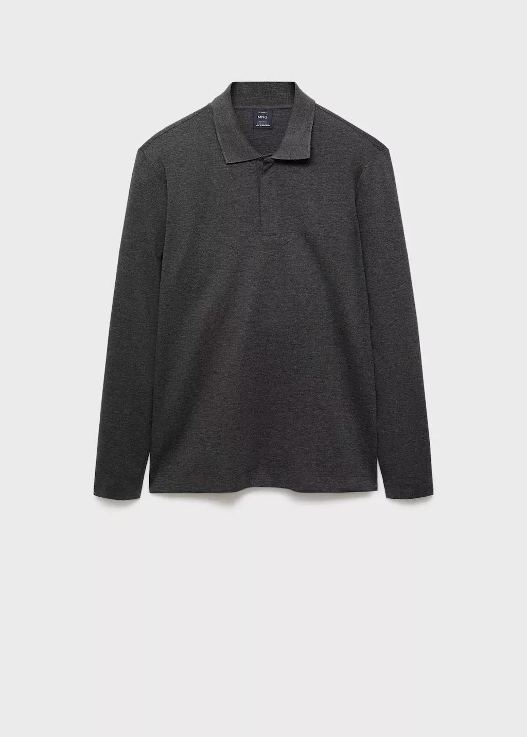 Grey Regular-Fit Knitted Polo Sweater, Dark Grey, large image number 3