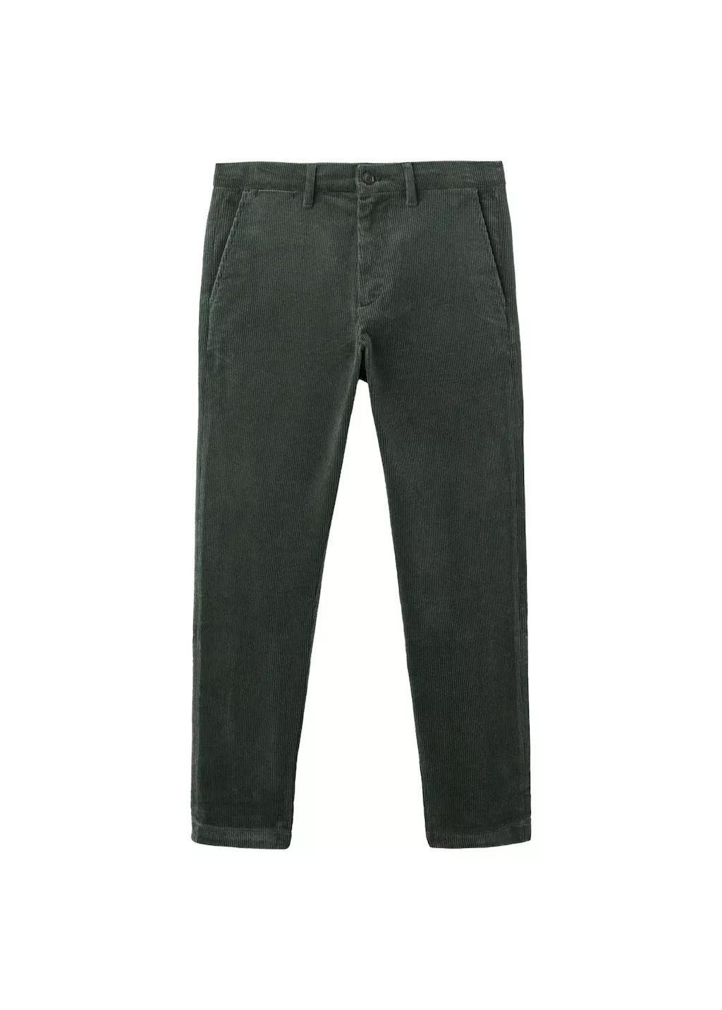 Khaki Corduroy Slim-Fit Trousers, Beige - Khaki, large image number 7