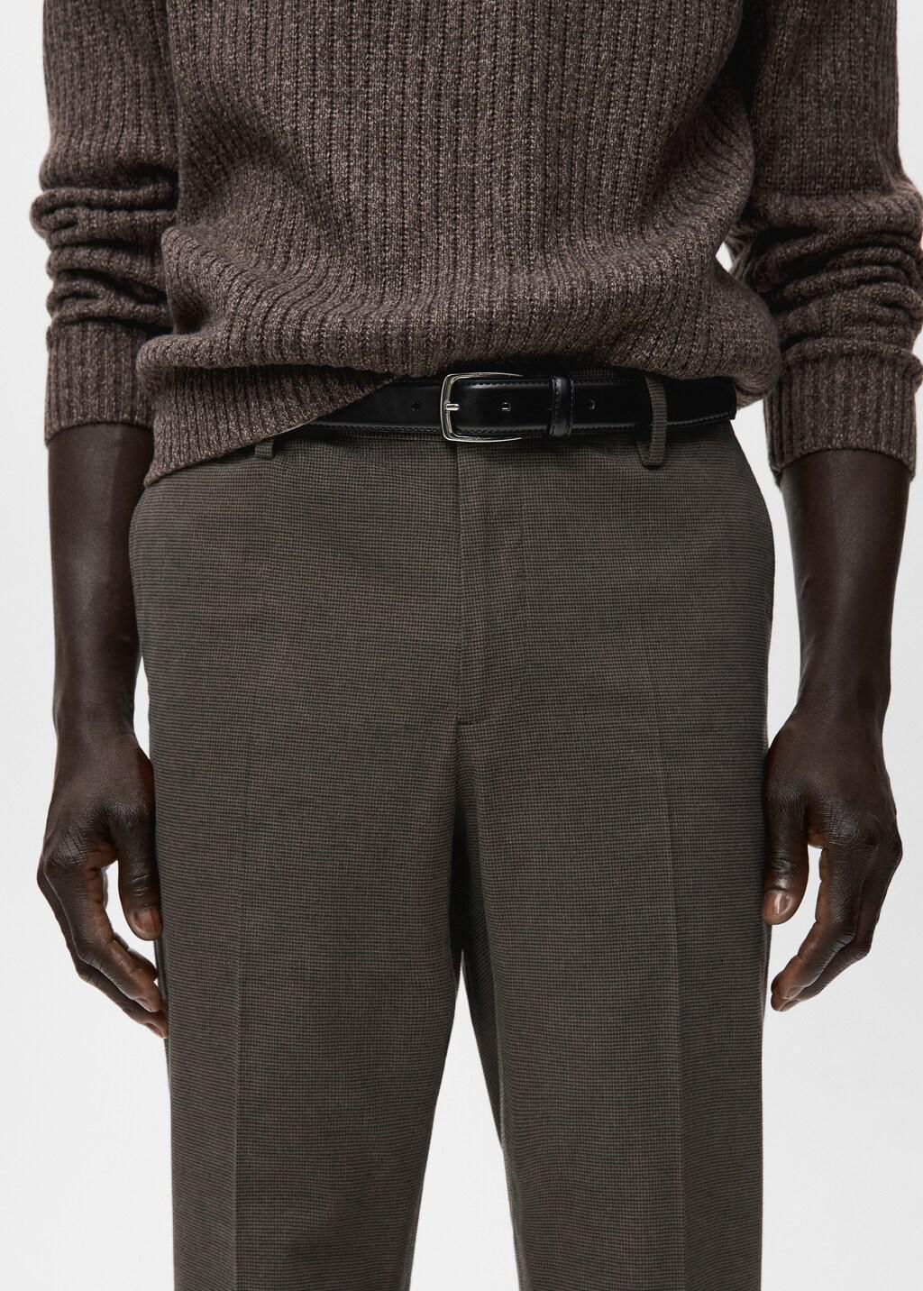 Brown Slim-Fit Flannel Trousers, Dark Brown, large image number 4