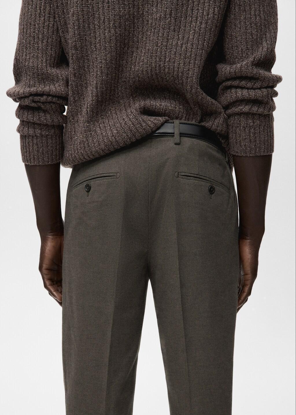 Brown Slim-Fit Flannel Trousers, Dark Brown, large image number 6