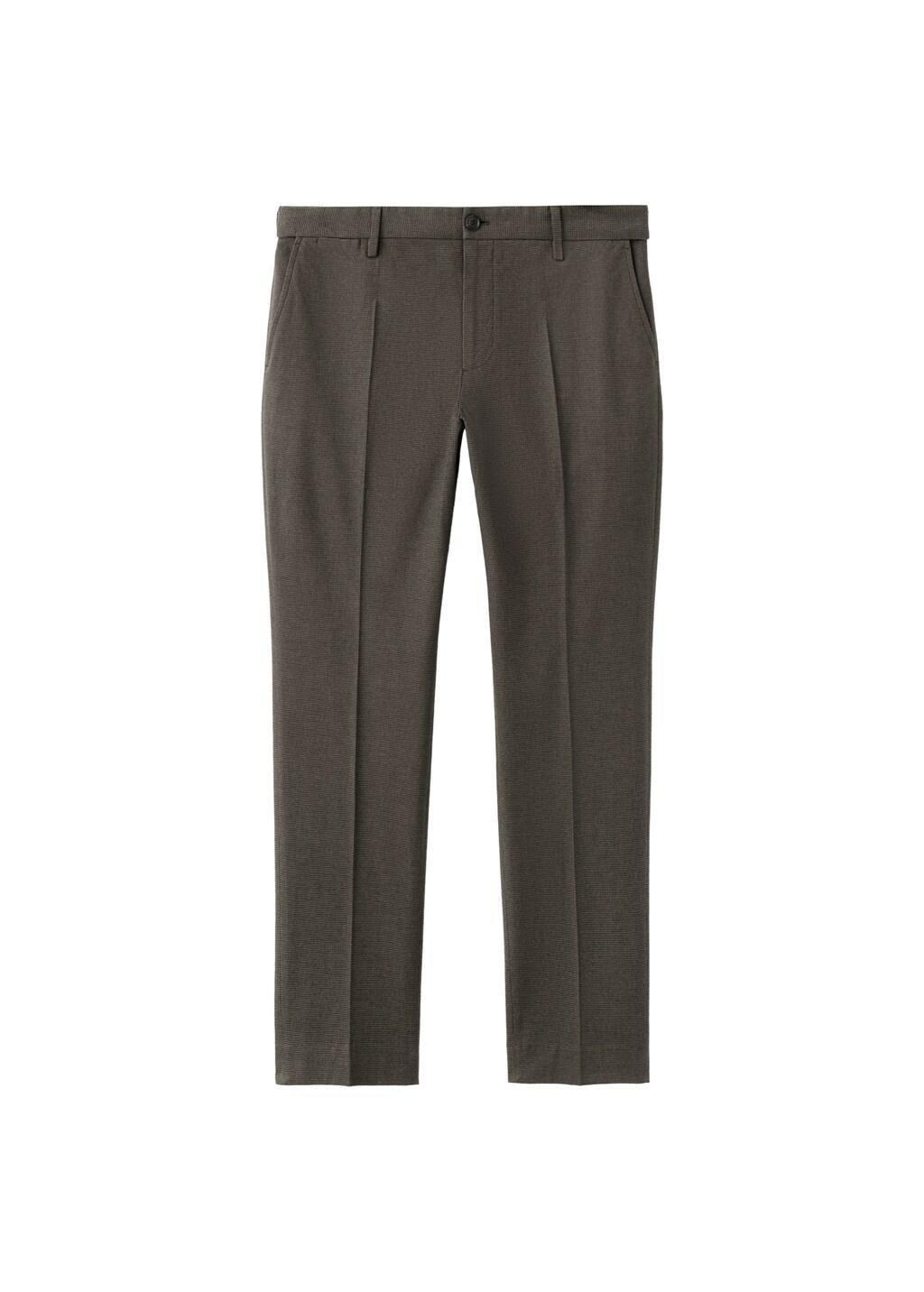 Brown Slim-Fit Flannel Trousers, Dark Brown, large image number 7