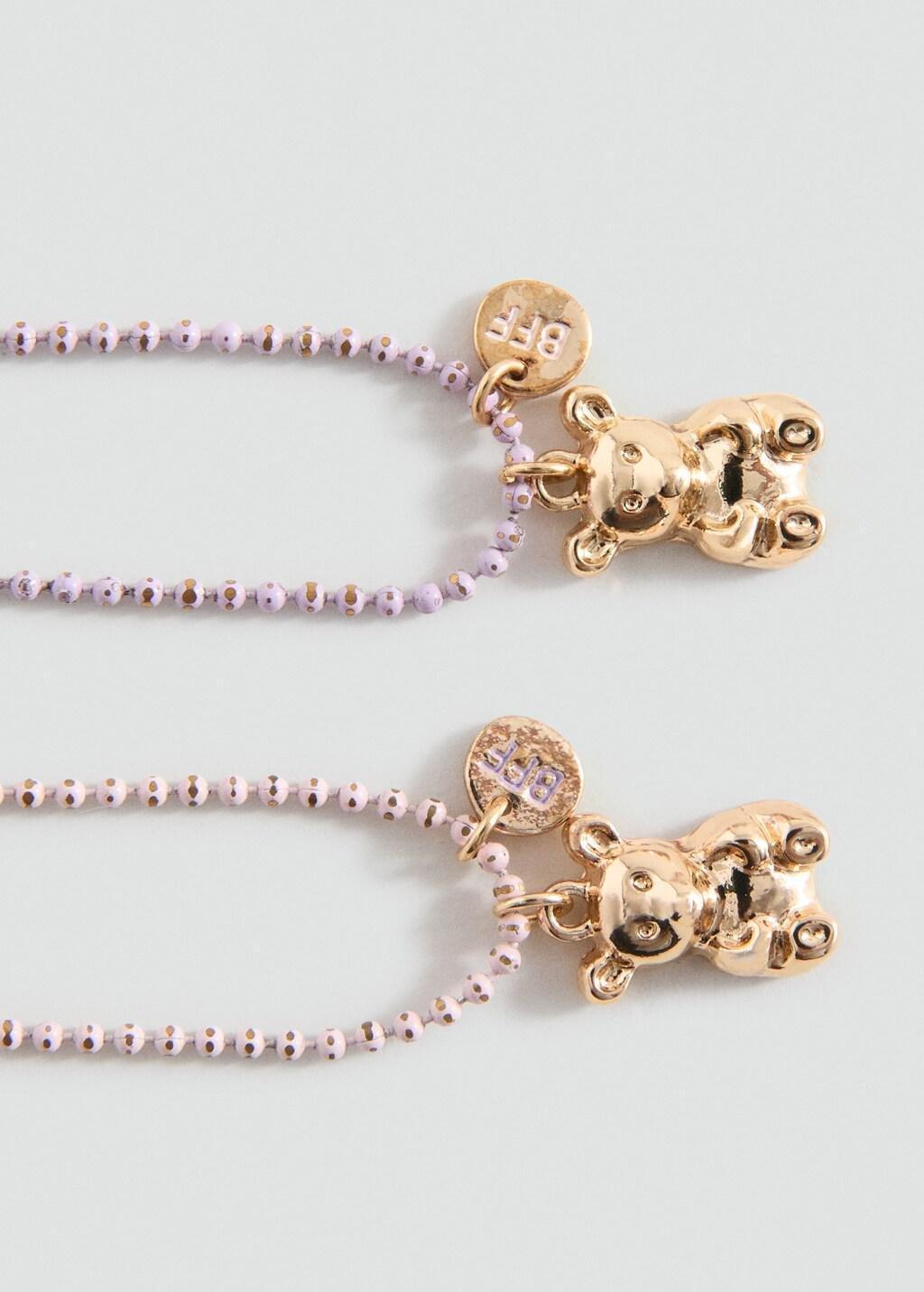 Gold Teddy Bear Chain Necklace, Kids Girls, Gold, large image number 0