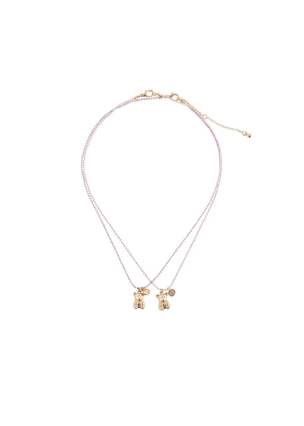 Gold Teddy Bear Chain Necklace, Kids Girls, Gold, large image number 1