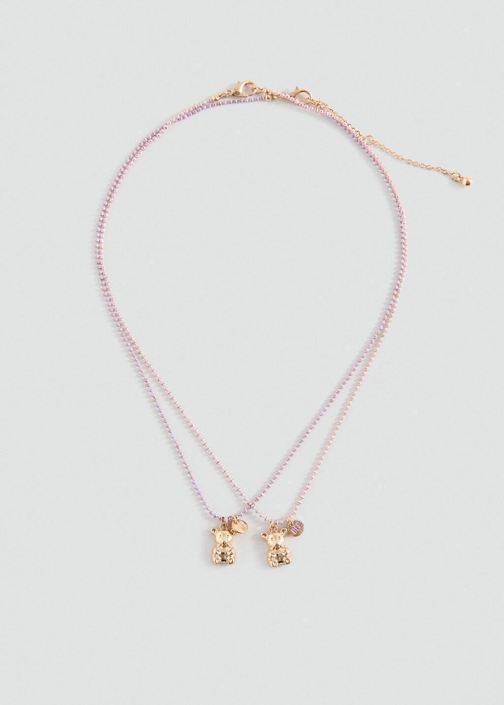 Gold Teddy Bear Chain Necklace, Kids Girls, Gold, large image number 2