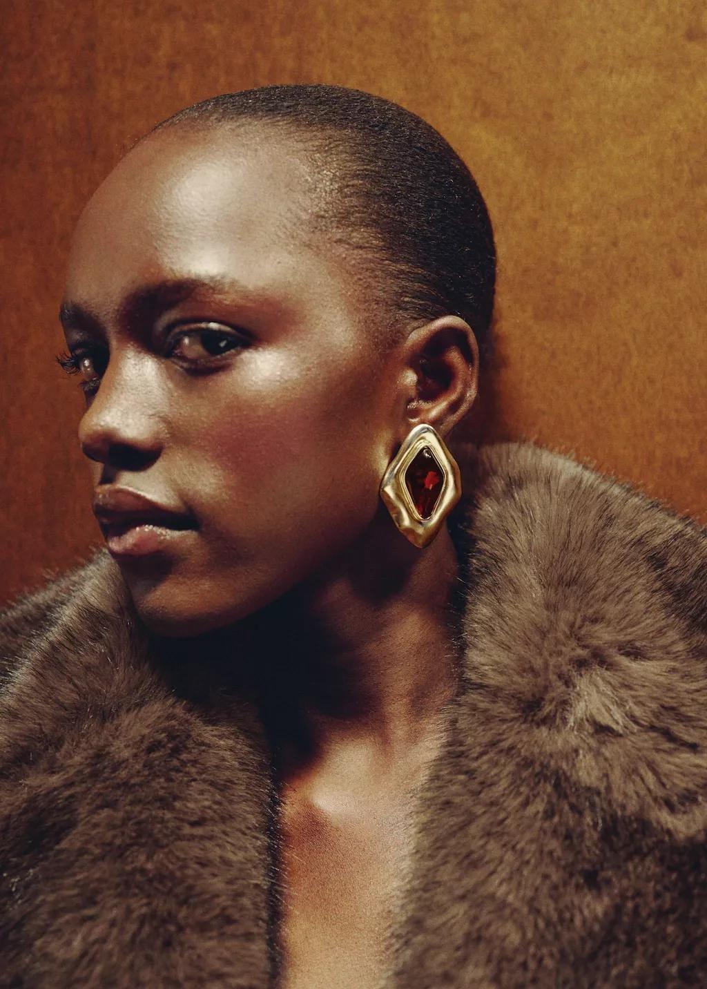 Gold Combined Irregular Earrings, 0201_OR, large image number 0