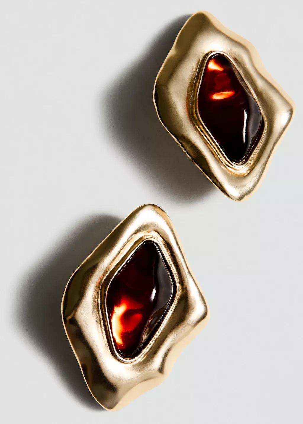 Gold Combined Irregular Earrings, 0201_OR, medium