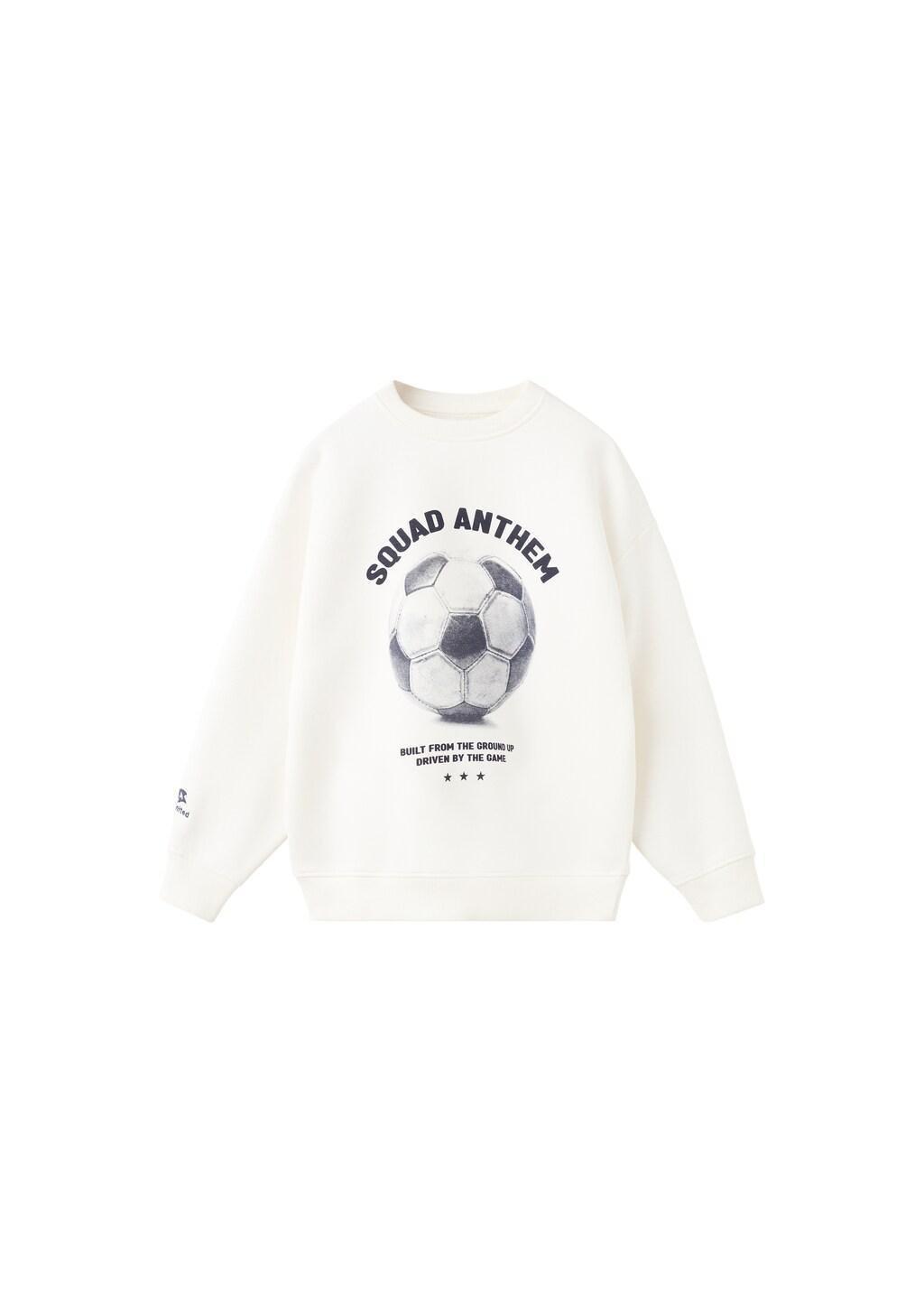 White Printed Cotton Sweatshirt, Kids Boys, Natural White, large image number 2