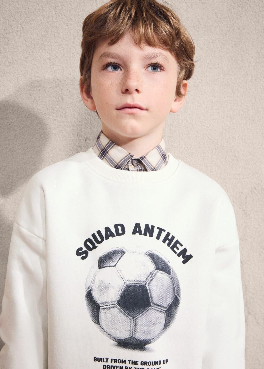 White Printed Cotton Sweatshirt, Kids Boys, Natural White, large image number 7