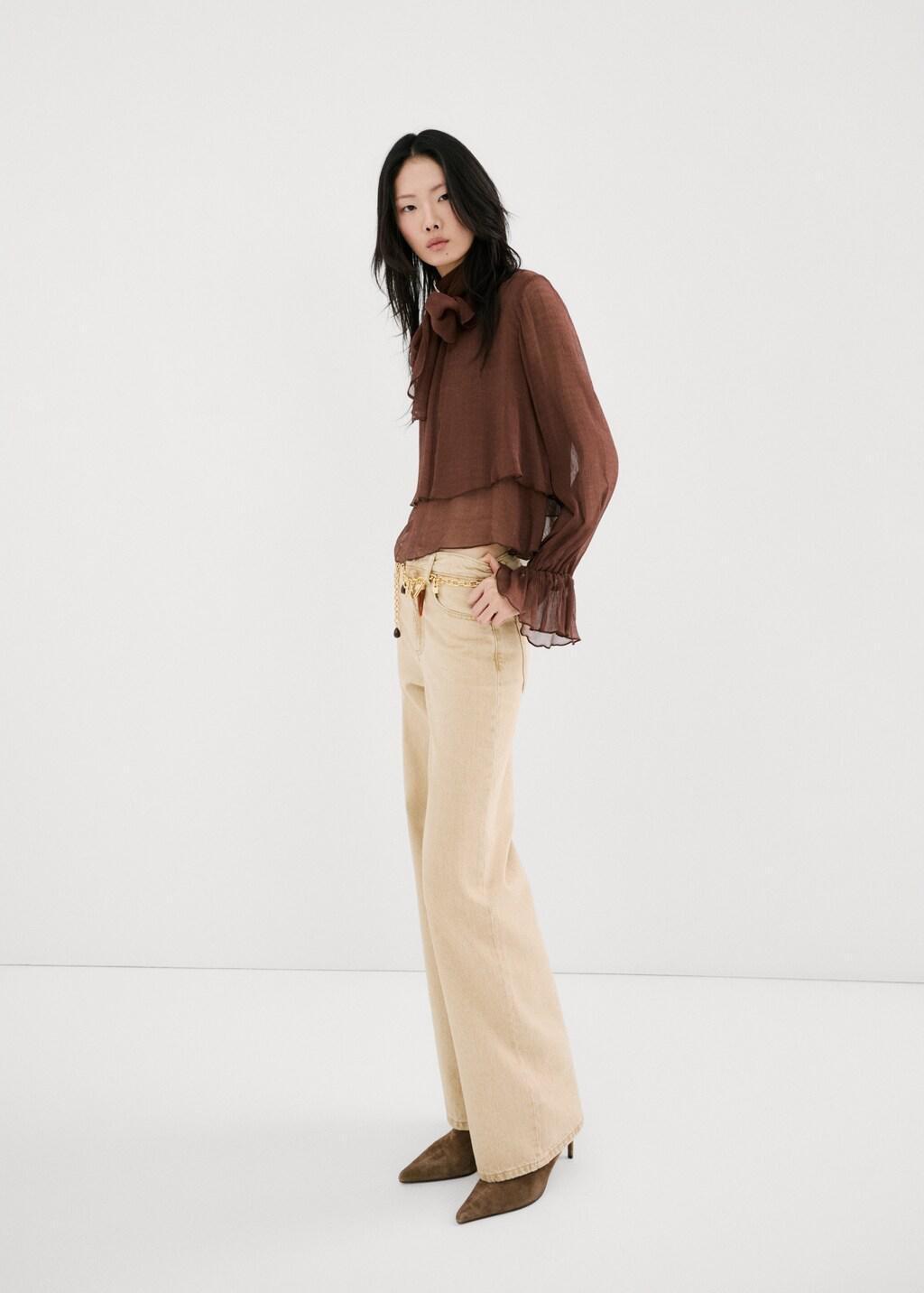 Brown Danila High-Waisted Wide Leg Jeans, Light Pastel Brown, medium