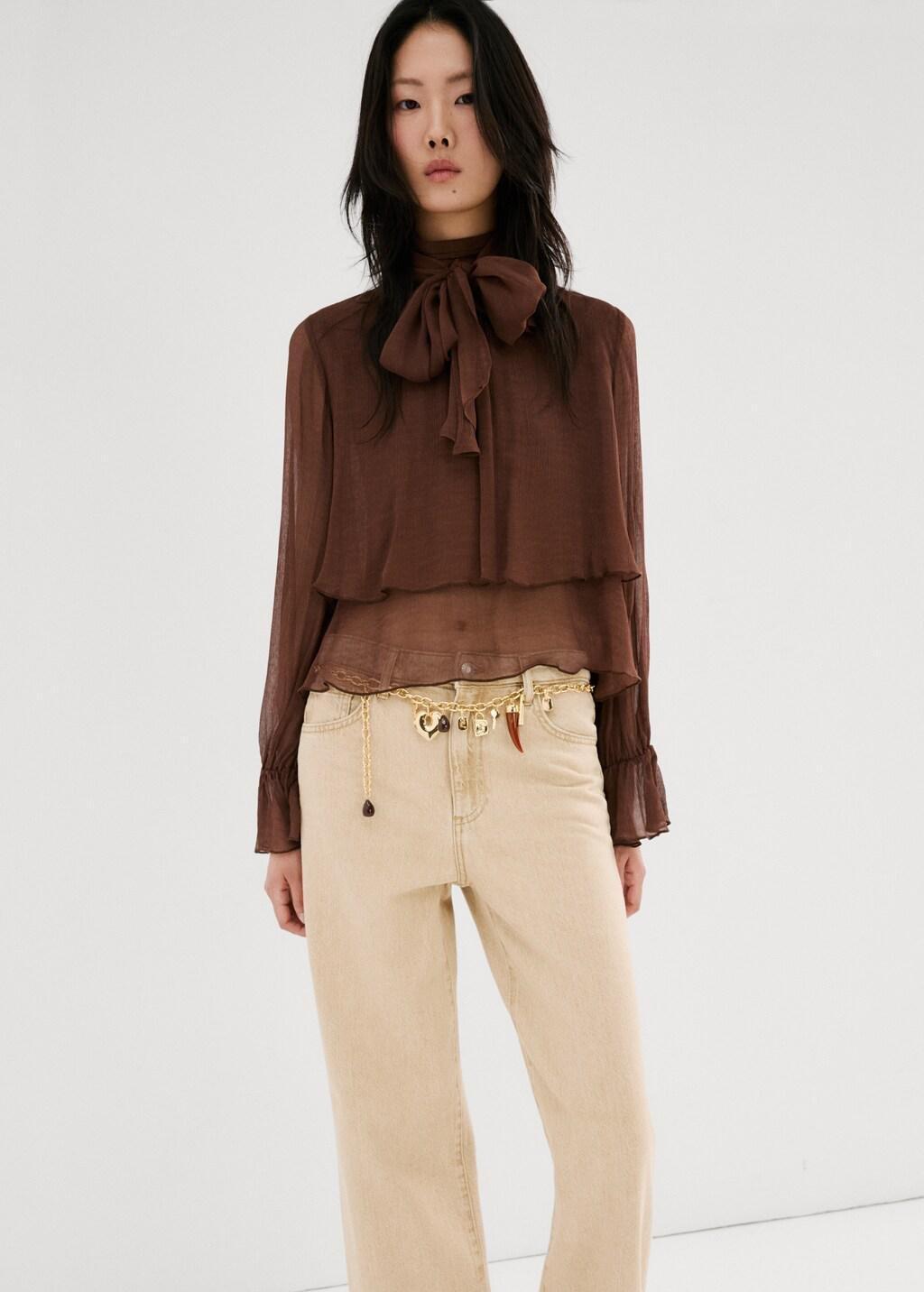 Brown Danila High-Waisted Wide Leg Jeans, Light Pastel Brown, large image number 8