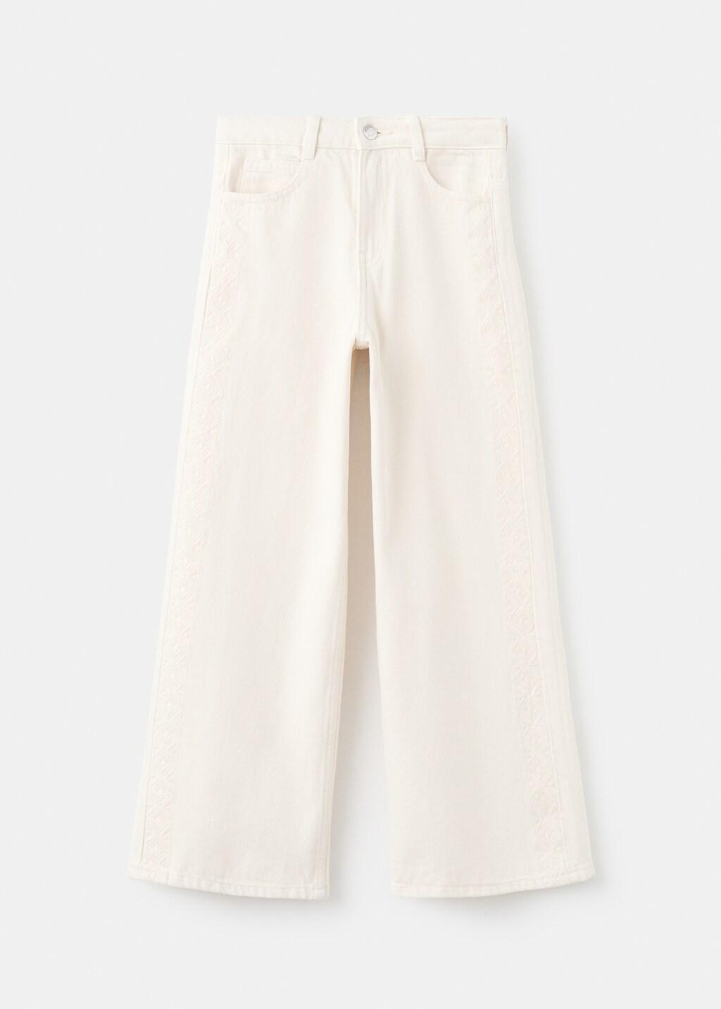 Brown Lt Pastel Embroidered Jeans On The Side, Kids Girl, Light Pastel Brown, large image number 0