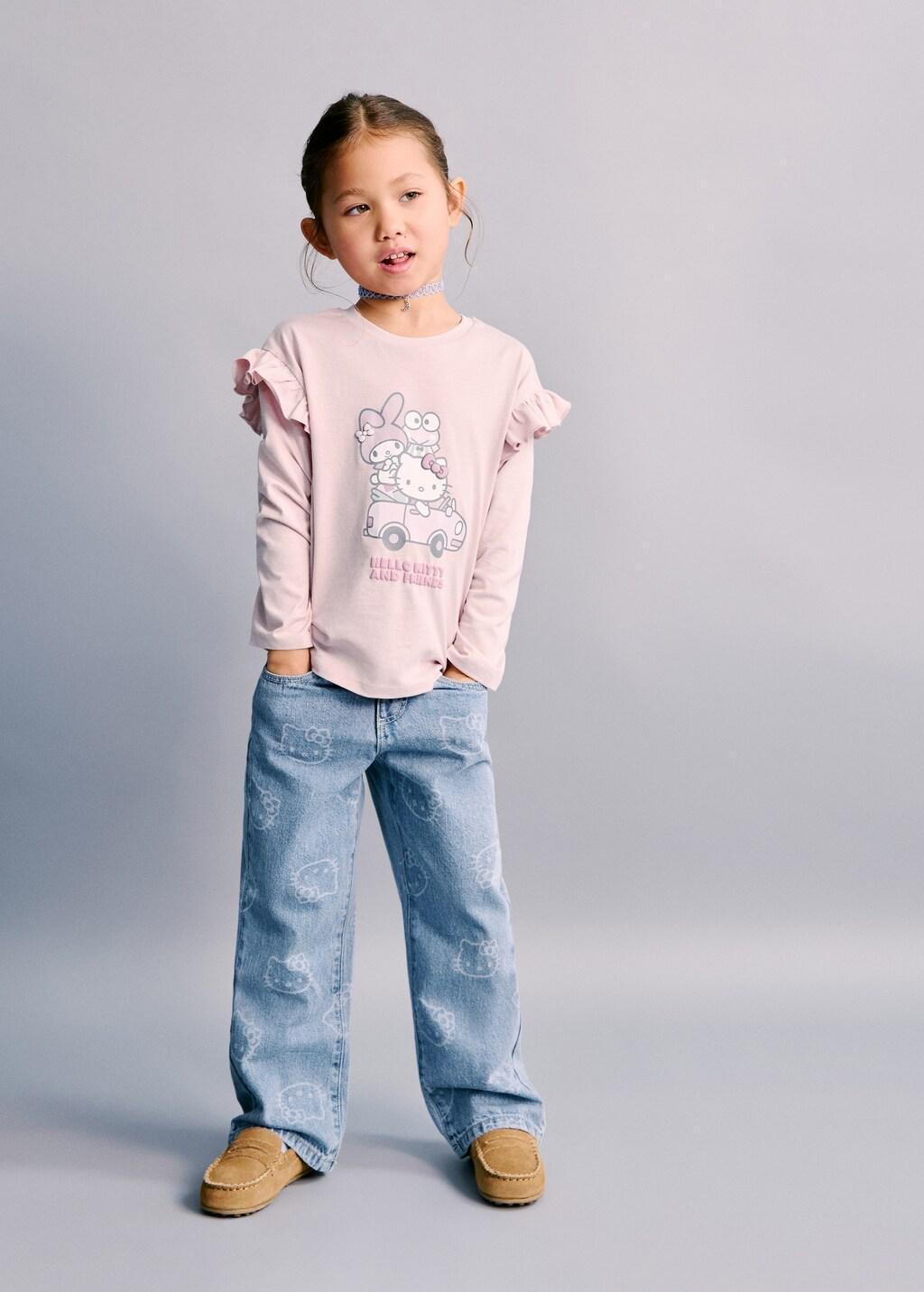 Pink Hello Kitty Ruffle T-Shirt, Kids Unisex, Pink, medium