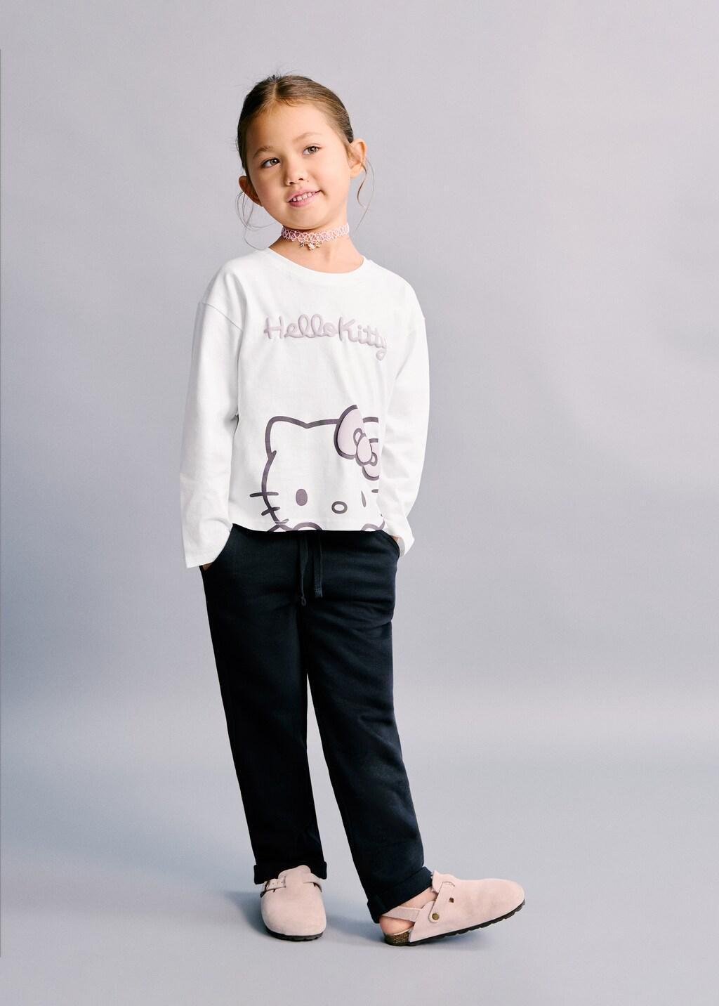 White Hello Kitty T-Shirt, Kids Unisex, Natural White, medium