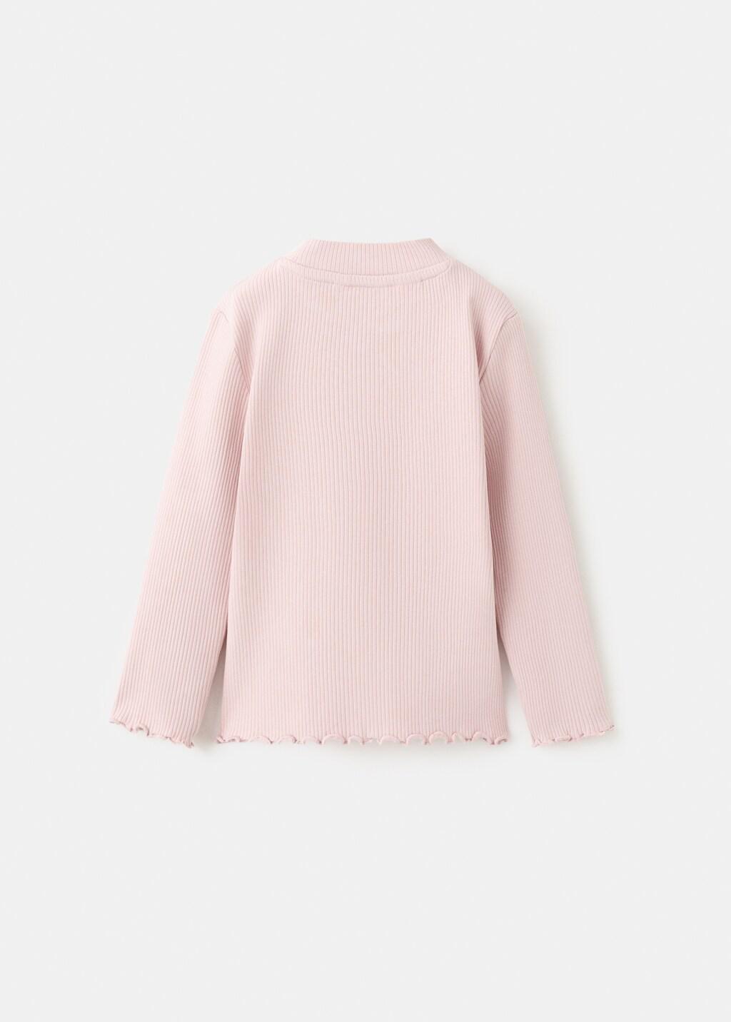 Pink Ribbed Long-Sleeved T-Shirt, Baby Girl, 0201_85, large image number 2