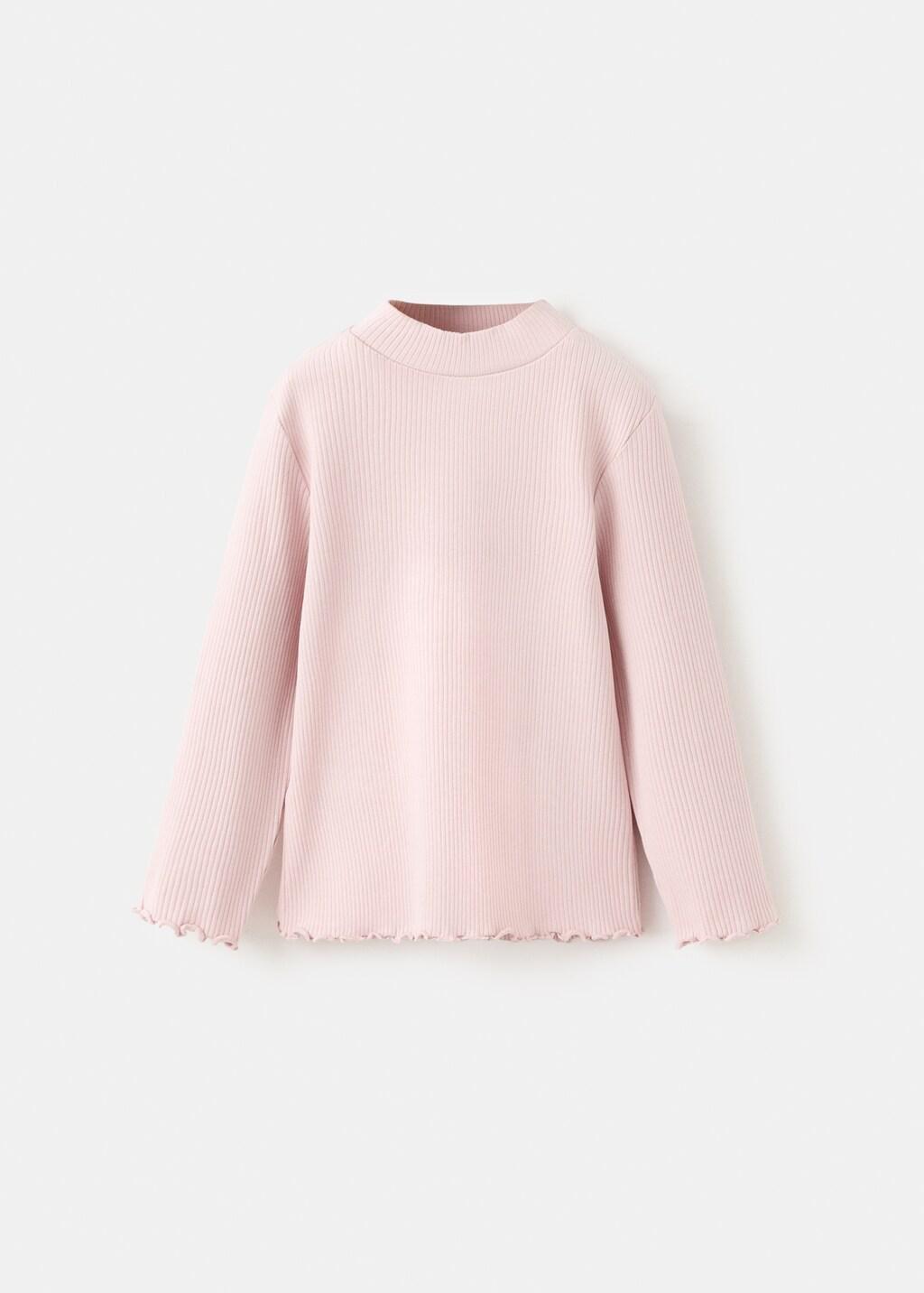 Pink Ribbed Long-Sleeved T-Shirt, Baby Girl, 0201_85, large image number 5