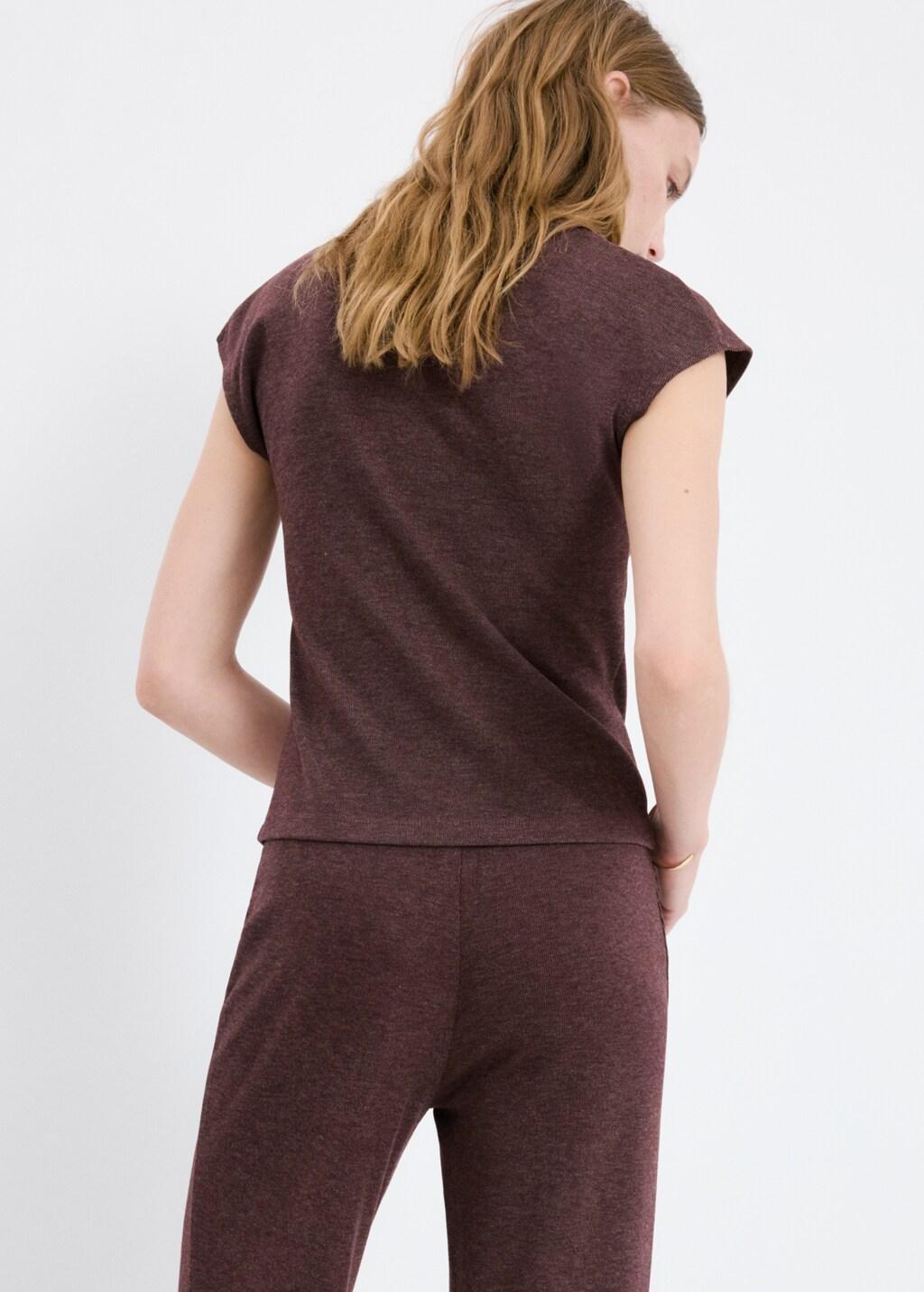 Burgundy High Collar T-Shirt, 0201_78, large image number 2