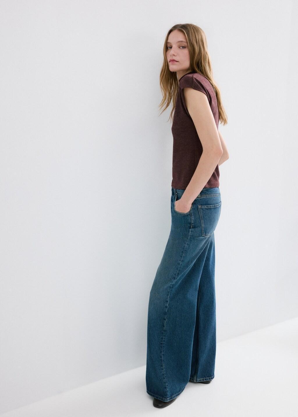 Burgundy High Collar T-Shirt, 0201_78, large image number 4