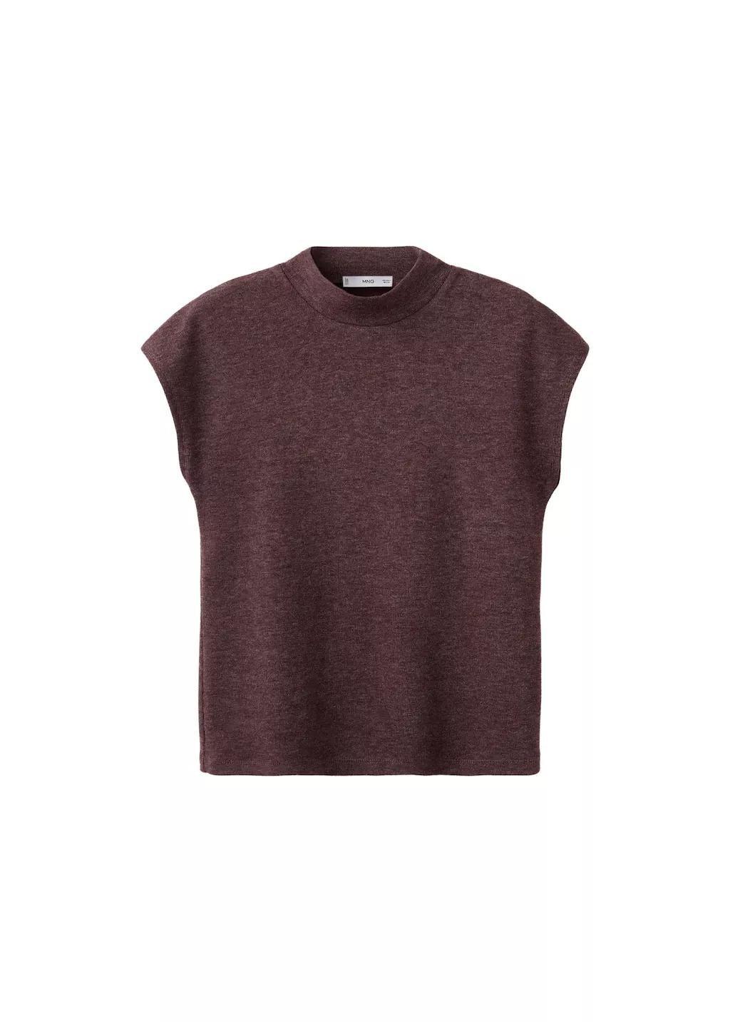 Burgundy High Collar T-Shirt, 0201_78, large image number 8