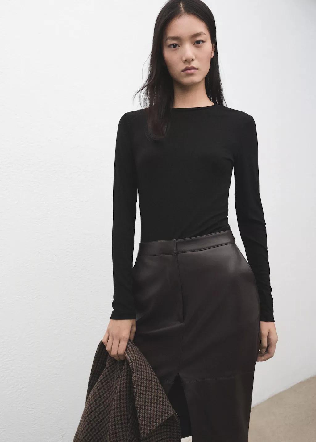 Black Round-Neck Long-Sleeve T-Shirt, 0201_99, large image number 3