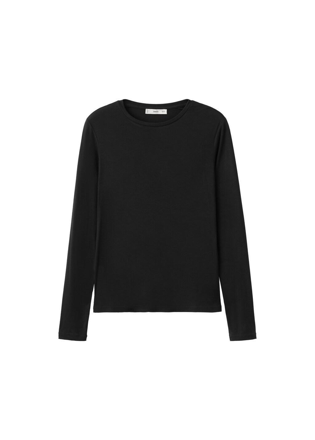 Black Round-Neck Long-Sleeve T-Shirt, 0201_99, large image number 5