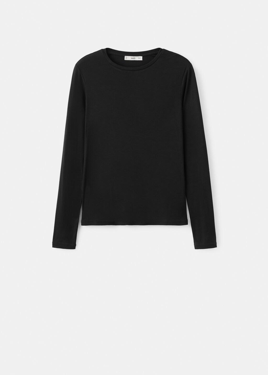 Black Round-Neck Long-Sleeve T-Shirt, 0201_99, large image number 6