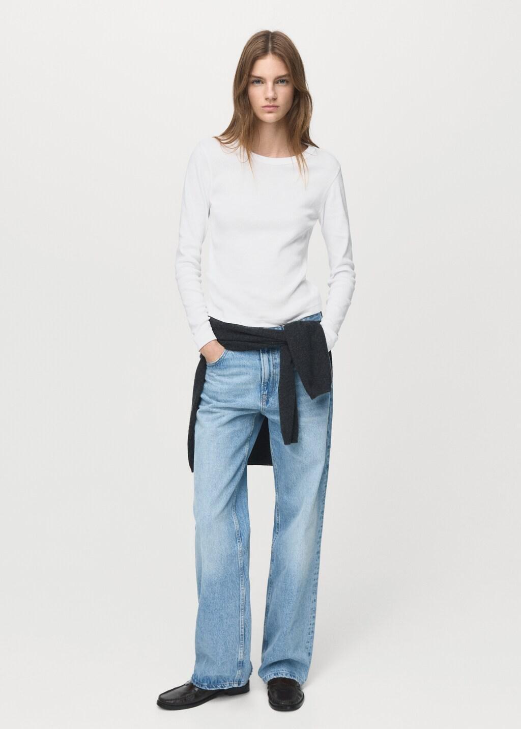 White Long Sleeve Cotton T-Shirt, 0201_01, medium