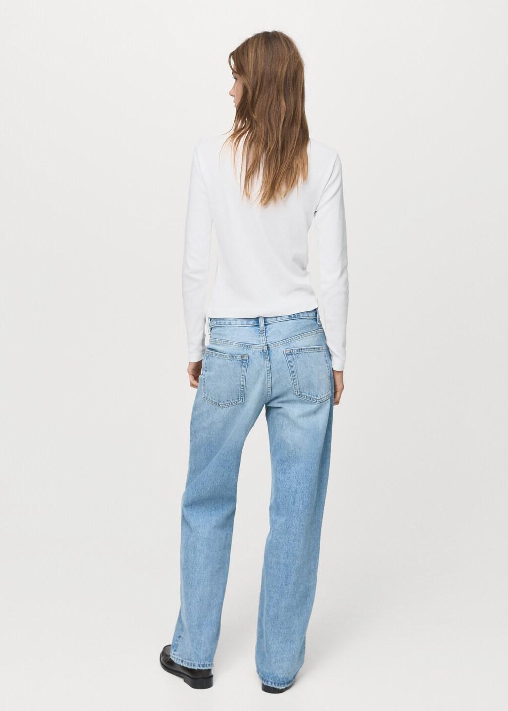 White Long Sleeve Cotton T-Shirt, 0201_01, large image number 2