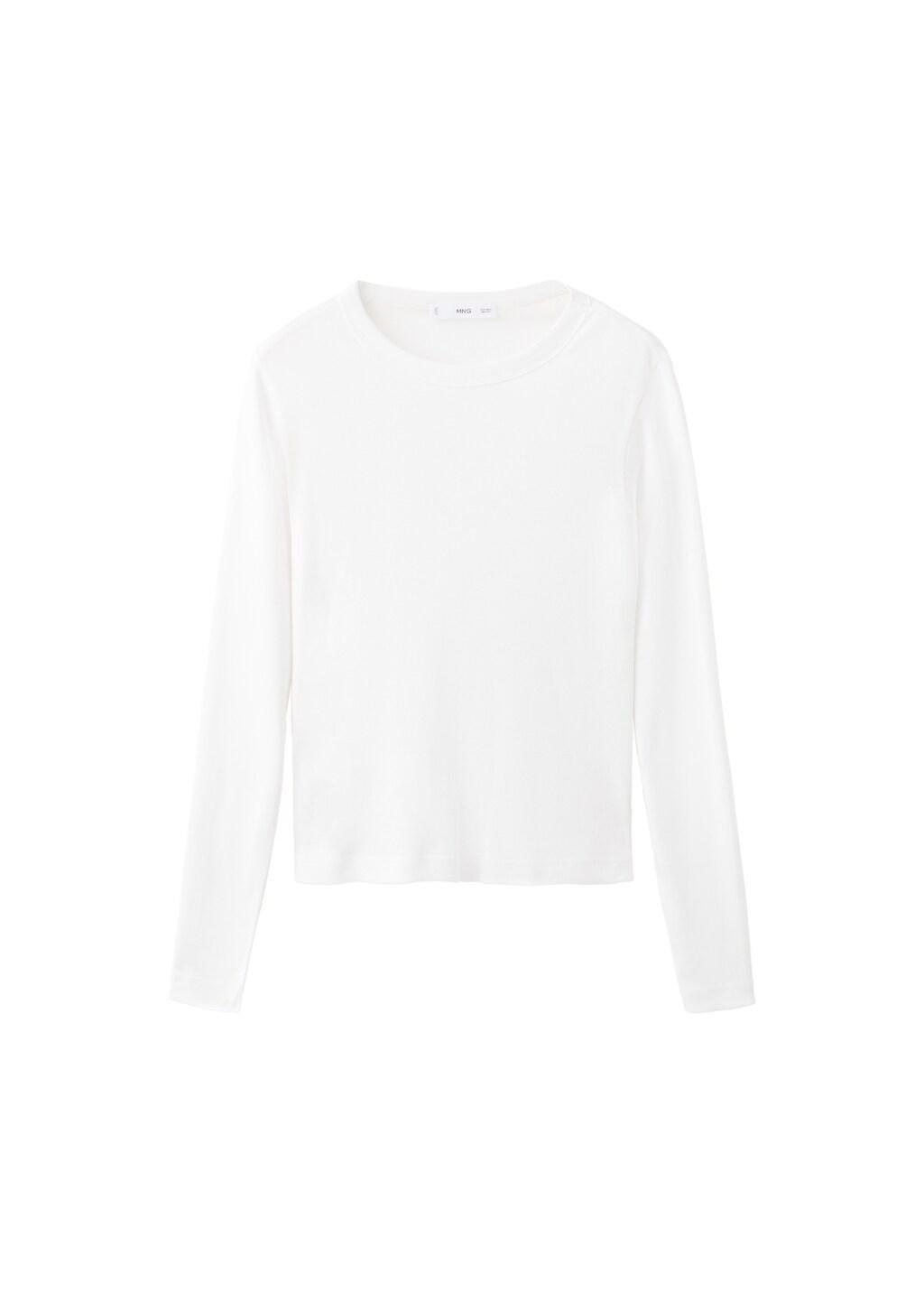 White Long Sleeve Cotton T-Shirt, 0201_01, large image number 6