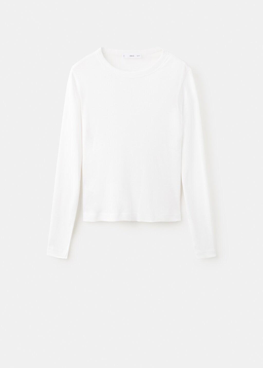 White Long Sleeve Cotton T-Shirt, 0201_01, large image number 7