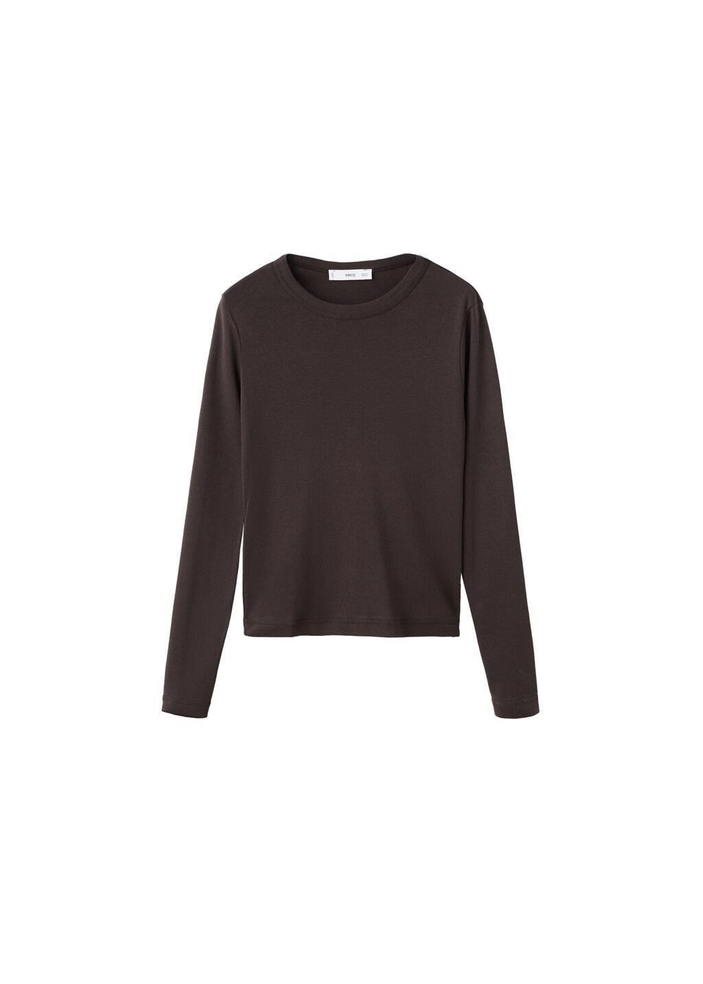 Brown Long Sleeve Cotton T-Shirt, 0201_30, large image number 6