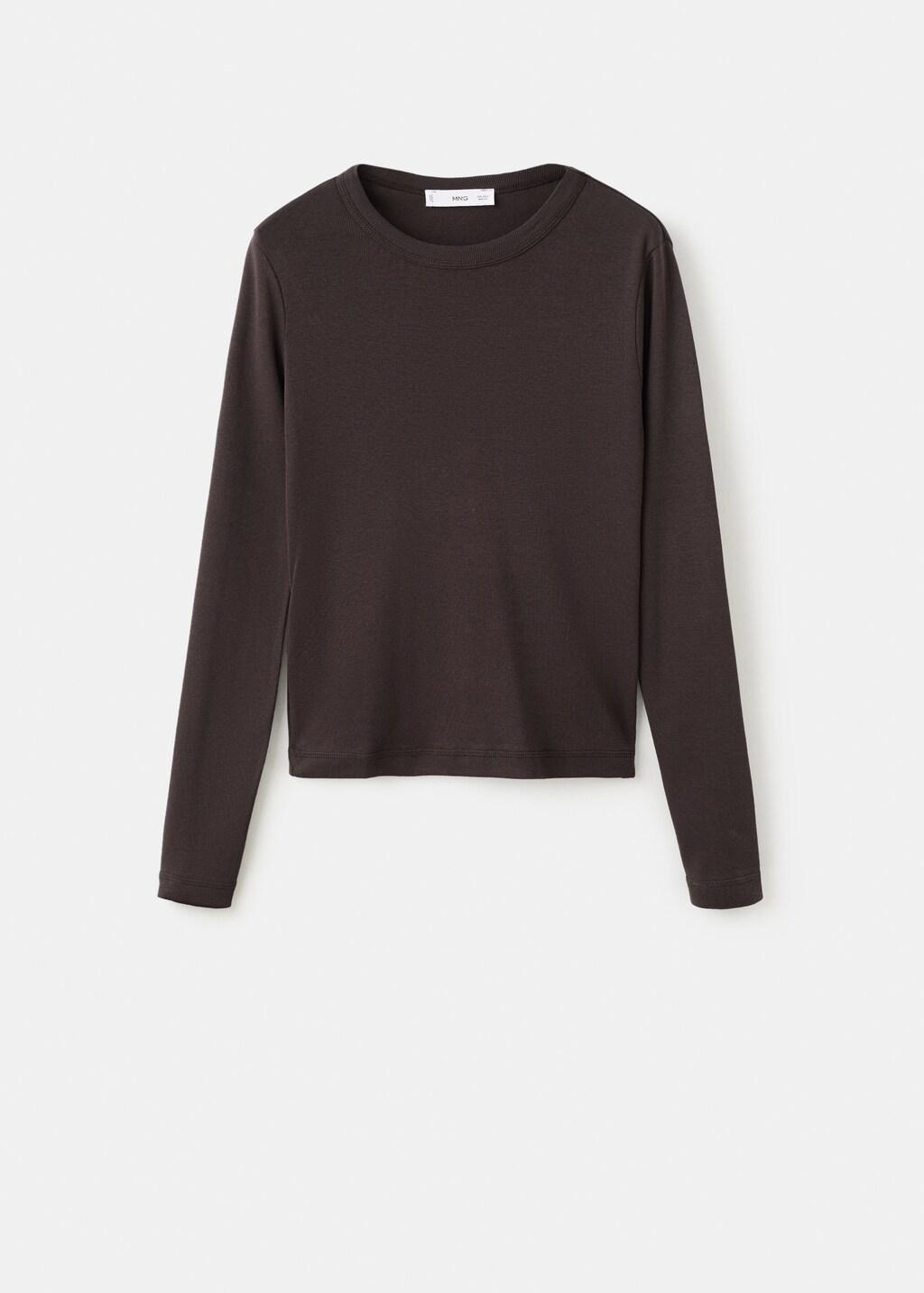 Brown Long Sleeve Cotton T-Shirt, 0201_30, large image number 7