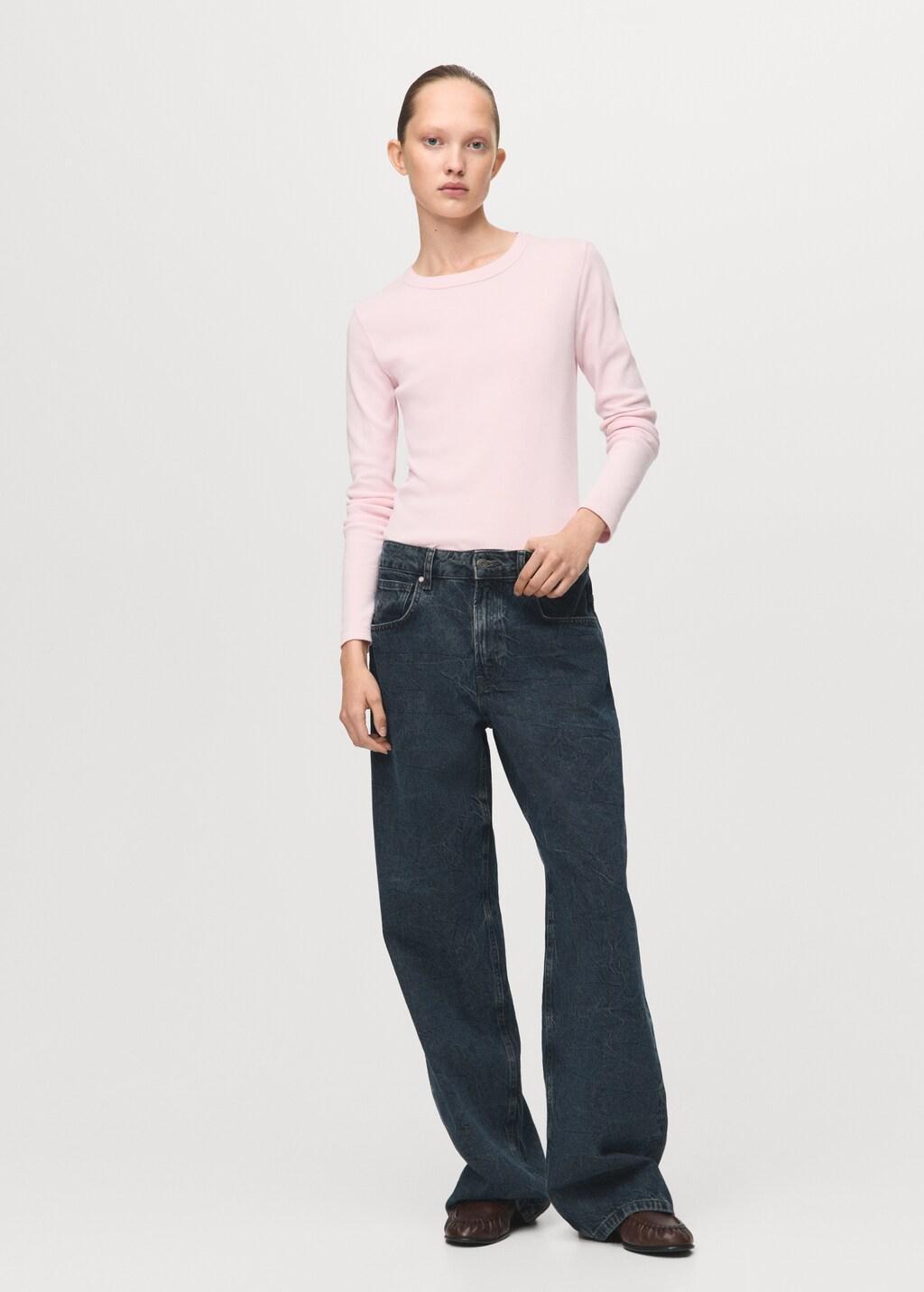 Pink Lt Pastel Long Sleeve Cotton T-Shirt, Light-Pastel Pink, large image number 0