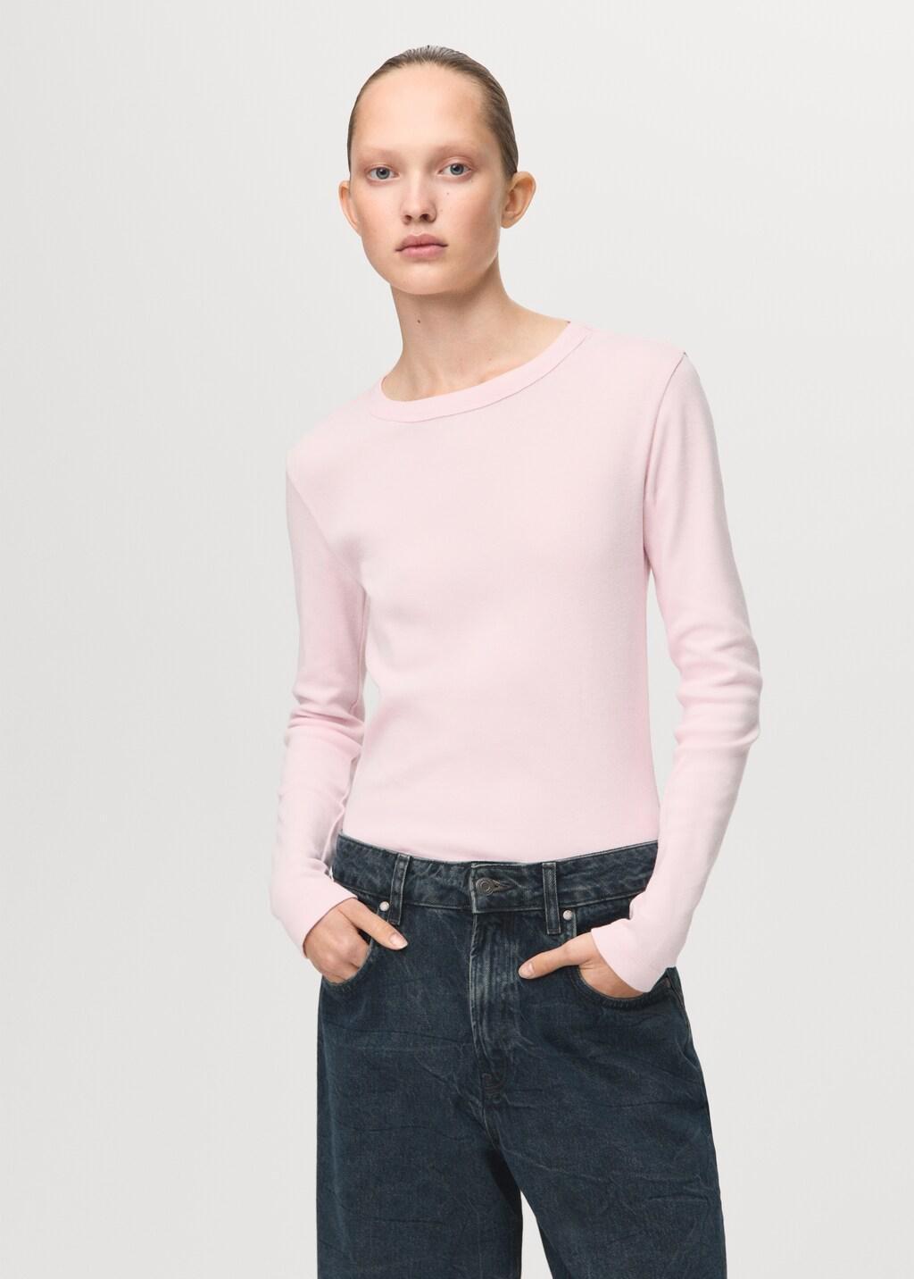 Pink Lt Pastel Long Sleeve Cotton T-Shirt, Light-Pastel Pink, large image number 3